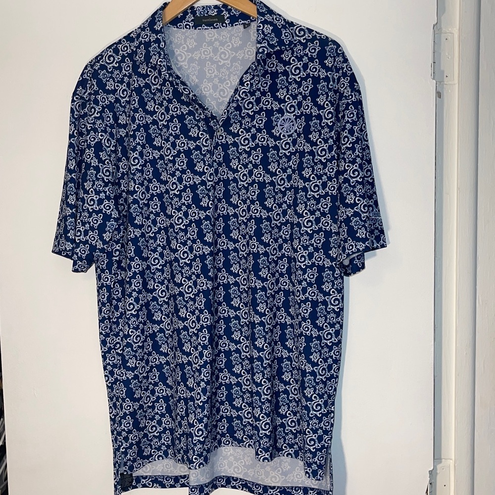 Turtleson men’s blue pattern golf polo Large